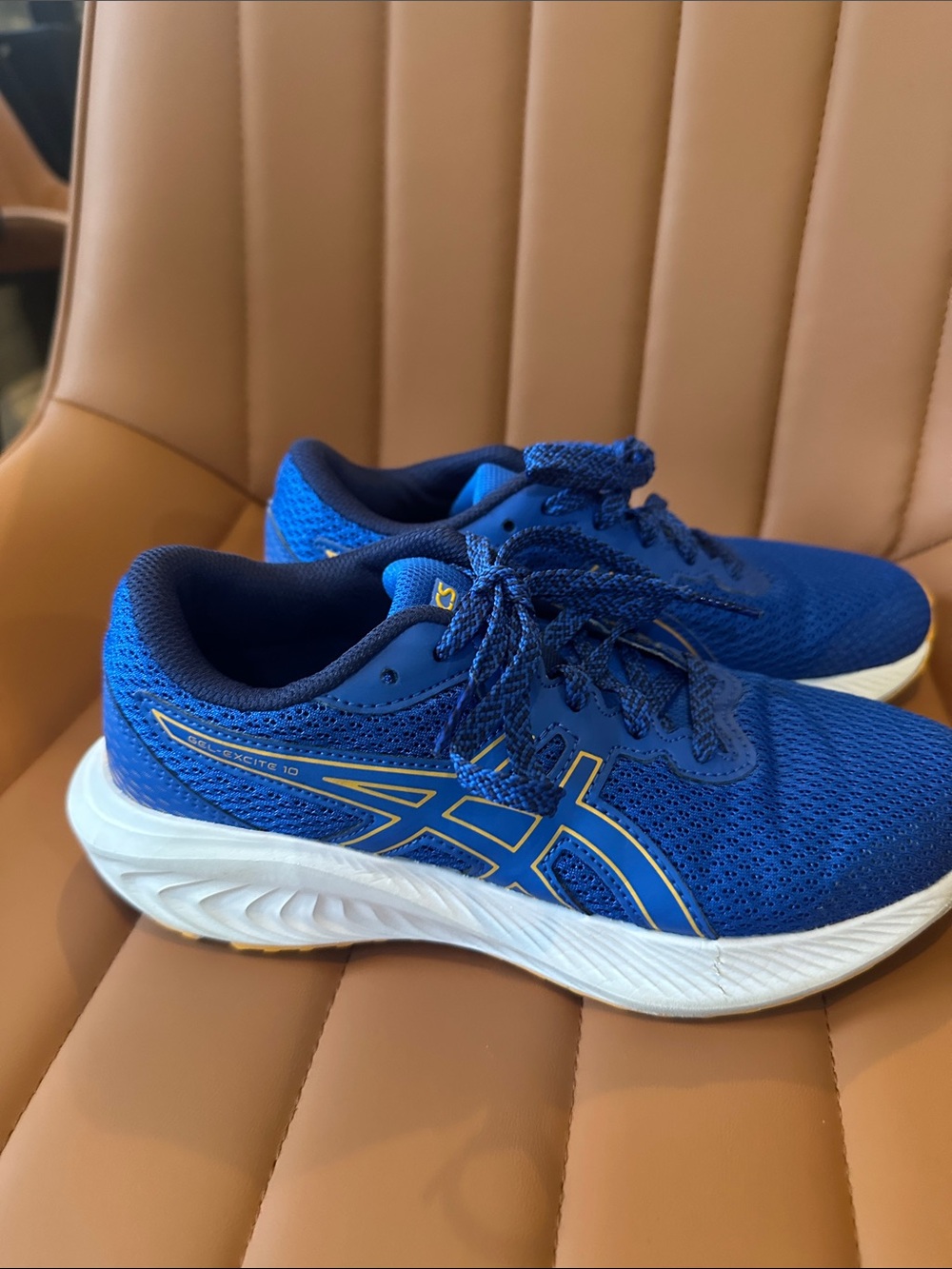 ASICS Blue and Yellow Kids Lace-Up Sneakers